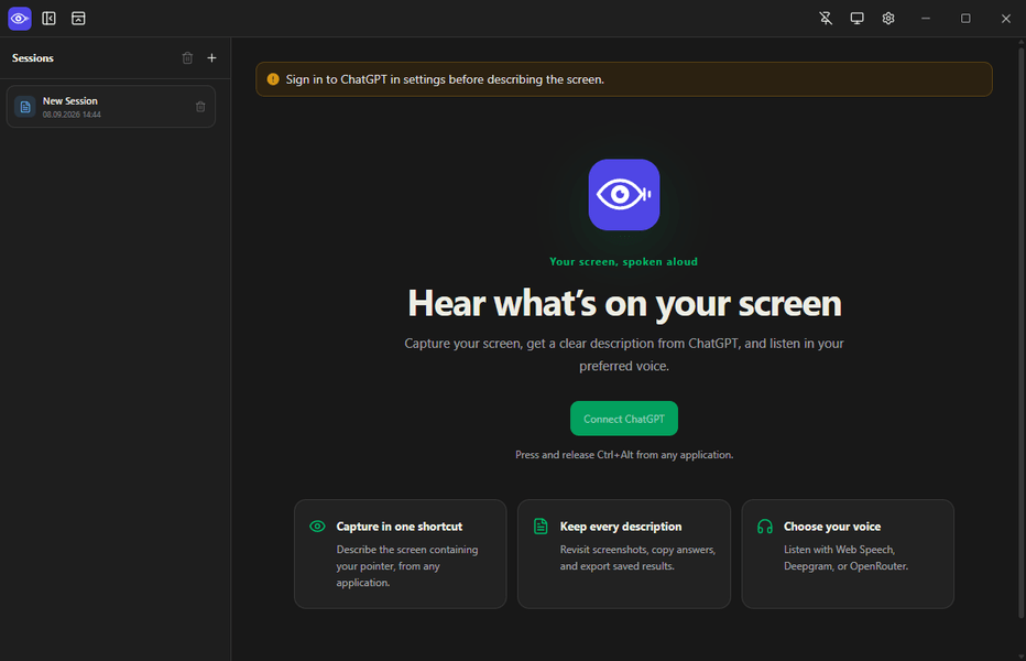 BlindLens: application screenshot 1